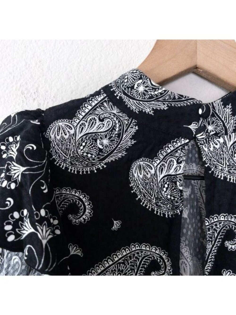 Ted Baker Tiasey Paisley Ruffle Blouse Top 0 Black High Neck Waterfall Frill - Picture 11 of 13